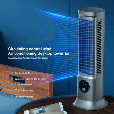 USB Rechargeable Bladeless Tower Fan – Slim & Silent - InspiredGrabs.com